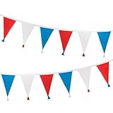 Talking Tables Red, White and Blue Bunting Fabric - 10ft | 4th July USA Party Decorations| 100% Cotton, Double-Sided Flags America