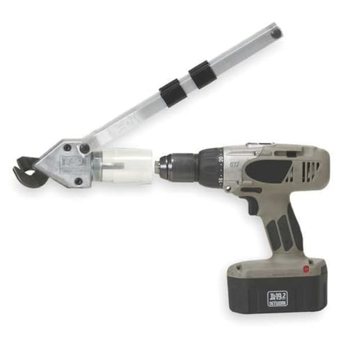 Malco TSHD TurboShear Heavy-Duty Drill Attachment – 18-Gauge Galvanized Steel | 360° Rotating Head | Telescoping Clamp Fits All Drills | Cuts Corrugated Panels, Spiral Duct & Ribs | Made in USA