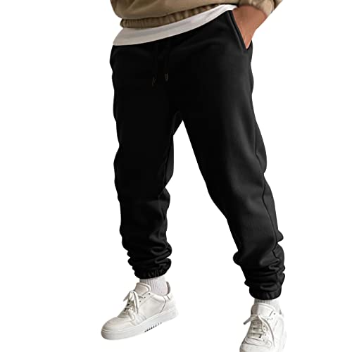 Sweatpants Men Fall Winter Fashionable Casual Loose Fit Sport Running Solid Color Drawstring Trousers3