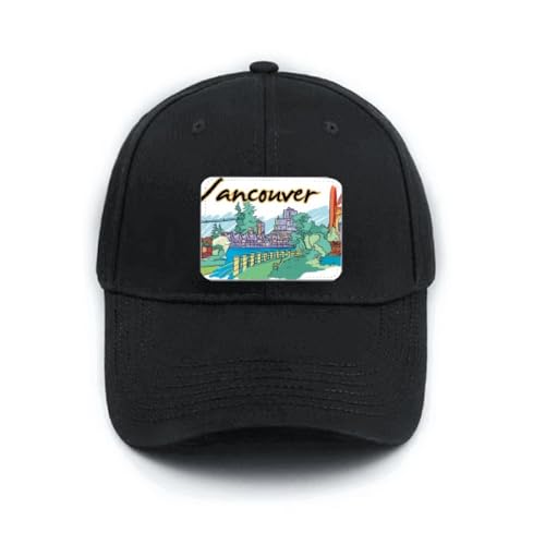 Casquette réglable Vancouver Canada noire confortable contre le soleil