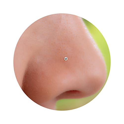 u&i Sterling Silver 1mm Nose Stud - Ultra Tiny 24 Gauge L Shape Nose Pin with Small Ball – Dainty Micro Nose Jewelry for Women & Men