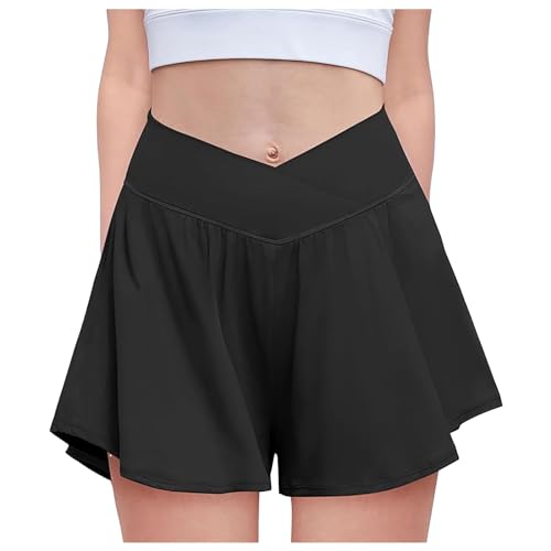 Generisch 2026 - Pantalones cortos fluidos para niñas con forro de spandex, pantalones cortos deportivos 2 en 1 para correr con bolsillos, pantalones cortos de mariposa para niños Camisa infantil
