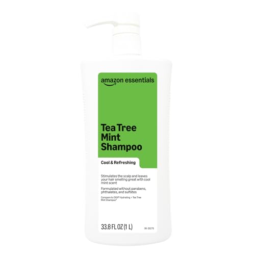 Amazon Essentials Tea Tree Mint Shampoo, Cool & Refreshing, Sulfate-free Formula, 33.8 Fl Oz, Pack of 1