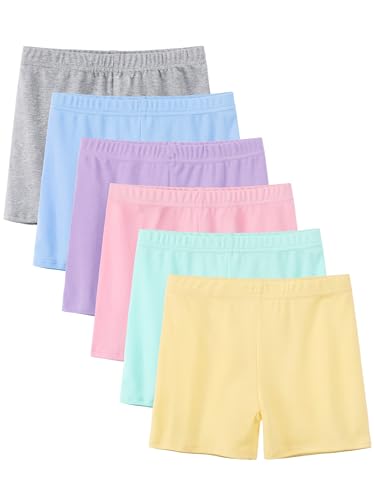 Image of 6 Pack Girls Bike Shorts Cotton Toddler Cartwheel Under Dress Dance Clothes