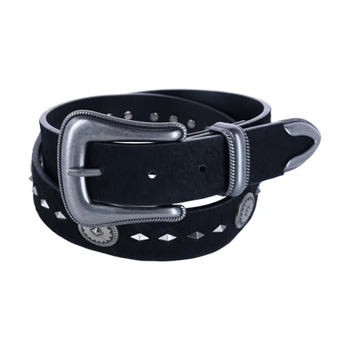 Wrangler Women's Hair On 25Mm Scallop Three Piece Buckle Set Black Large