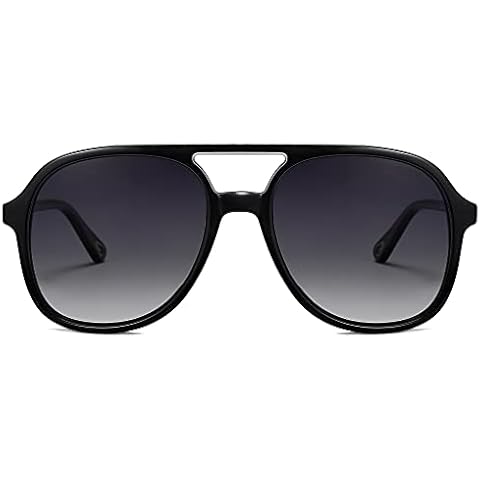 SOJOS Retro Polarized Aviator Sunglasses for Women Men Classic 70s Vintage Trendy Square Aviators SJ2174, Black/Grey Cover