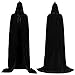 Produktbild Mrisbtre Umhang Schwarz Unisex mit Kapuze Lange Samtumhang Cape Vampir Kostüm Halloween Karneval Fasching 04BB