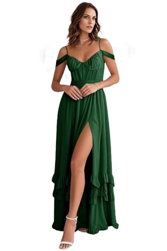 Off Shoulder Floral Bridesmaid Dresses for Wedding 2025 Spaghetti Straps Formal Dress Chiffon Prom Dress