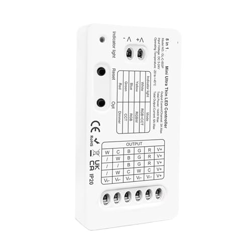 Contrôleur LED mini 5 en 1 ultra-mince boîtier discret 6A éclairage sans scintillement