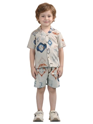Image of POLKA TOTS 100% Cotton Half Sleeve Shirt and Shorts Combo for Boys | Co-Ord Set for Kids | Summer Wear Dress for Toddlers | Breathable & Skin-Friendly Boys Clothes | Trendy Summer Outfit & Beach Wear