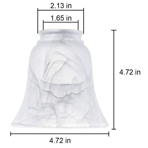 Image of Set of 4 Premium Ceiling Fan Light Covers, Transitional Style Milky Glass Alabaster Shade, Perfect Ceiling Fan Replacement Glass Accessories, Standard 2-1 /8 inch Fitter Size