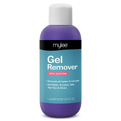 Mylee Gel Polish Remover Acetone 1000ml, Salon Professional UV LED Soak Off, Nail Polish Cleaner for Manicures and Pedicures
