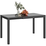 Outsunny Mesa de Jardín Extensible Mesa de Comedor Exterior Ajustable 85-125 cm con Borde de Aluminio Carga 70 kg Mesa Rectangular para 4-6 Personas para Patio Terraza Gris Oscuro