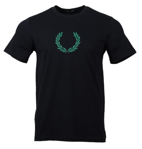 Fred Perry Camiseta de cuello redondo para hombre M5632, azul marino, L