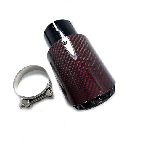 Tubo de escape coche universal negro con silenciador de fibra de carbono brillante ID 48 OD 101