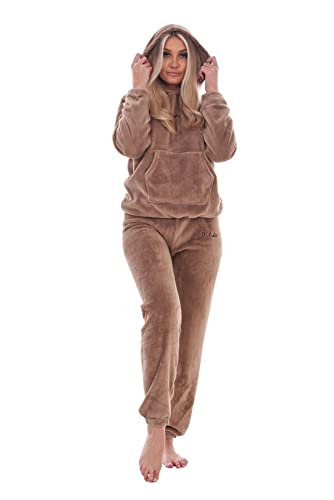 Image of SHAPERX Pajamas Set for Women With Hoodies Soft Comfy Fleece Pjs Pullover Pants Loose Plush Sleepwear Fuzzy Hoodies Loungewear for Winter Pack of 1