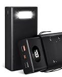 50000mAh Power Bank Portable Charger: 22.5 W Fast Charging External Battery - Powerbank with 5 Outputs & 2 Inputs and Flashlight-Black