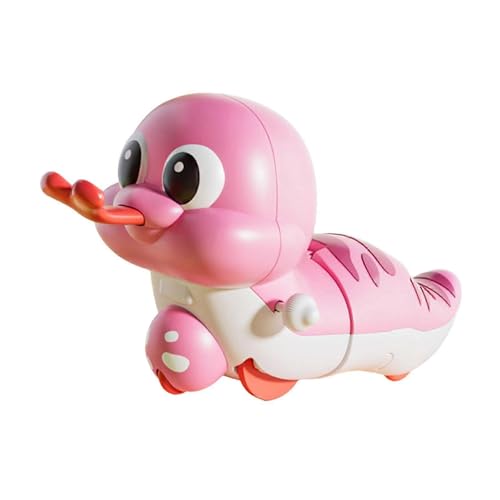 ADEMNEX Cute Wind-Up Duck Toy for Kids, Manual Clockwork Walking Duck, Colorful Cartoon Animal Toy for Toddlers & Children (Pink Duck)