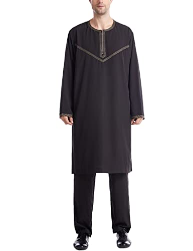 Thobe for Men Islam Mens Thobe Muslim Clothing Moroccan Kaftan Arabic Clothes for Men Set