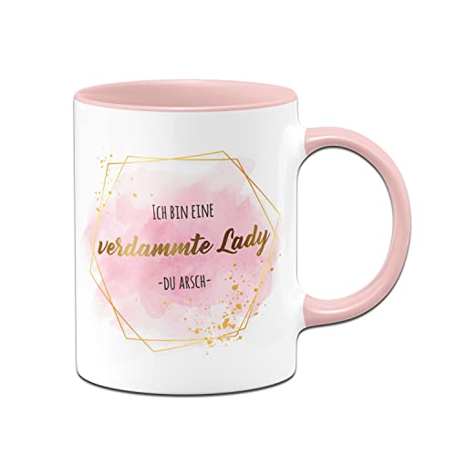 Tassenbrennerei Original Tasse mit Spruch Ich bin eine verdammte Lady du Arsch - Lady Boss Edition im Gold Design - Büro Kaffeetasse lustig für die Arbeit, Geschenk für die Freundin, Kollegin (Rosa)