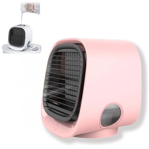 Enfriador de aire AiraBreeze con luz nocturna LED, humidificador y dispensador de fragancias portátil, aire acondicionado portátil pequeño, mini aire acondicionado para dormitorio, oficina y camping.