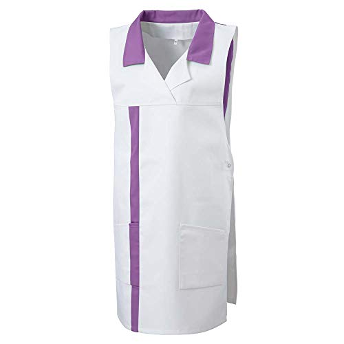 Exner Überwurfschürze mit farbigen Akzent, Reverskragen, Seitentaschen lila Gr.II