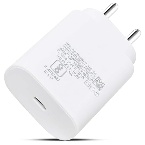 Image of Original Adapter Compatible with Samsung M35 5G Mobile Phone Support USB C Super Fast 25 Watt Power Charging Adapter for A55 /F15 /A35 /M15 /S21 Fe /S23 Fe /S24 /Galaxy Tab Charge,White