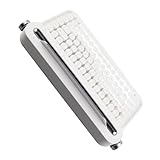 [Conception encastrée] Ce clavier est conçu avec un renfoncement pour permettre à un smartphone ou une tablette de se tenir en toute sécurité avec une longueur maximale d'environ 30,2 cm pour toutes les tablettes.Le fond est équipé de pieds de support et peut être réglé en hauteur grâce à des boutons des deux côtés.