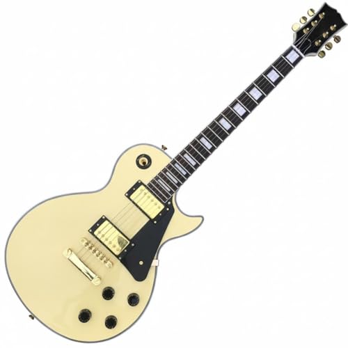 Guitare électrique crème en acajou massif et acajou dore d'exception