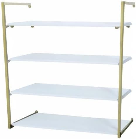 Miniatura 8 de Estantes flotantes de pared, estantes flotantes dorados de 4 capas, estantes colgantes para libros, estante de exhibición para colgar libros,