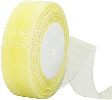 Sheer Black Organza Chiffon Ribbon 25mm for Gift Wrapping,45m Clear Chiffon Ribbon Hair Ribbon Birthday Gift Wrap Ribbon Halloween Ribbon Organza for Crafting,Making Wreath Bows,Wedding Decorations