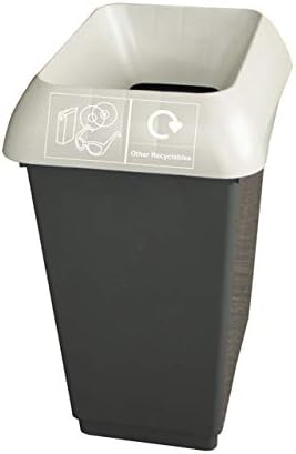 Chabrias Ltd 50 Litre Recycling Waste Bin - Made in England From 100% Recycled Plastic (Black Lid & Battery Logo)