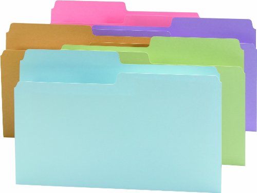 Smead SuperTab File Folder, Oversized 1/2-Cut Tab, Legal Size, Assorted Pastel Colors, 100 per Box (15906)