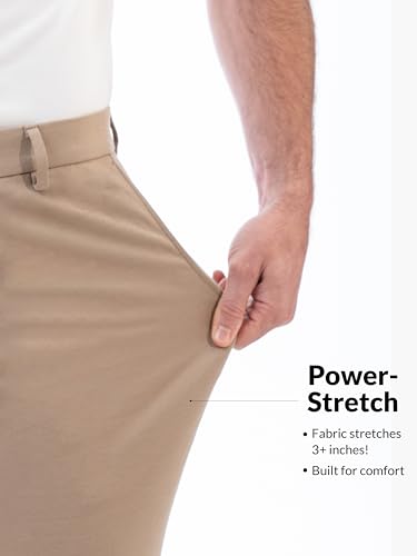 The Pant Project Luxurious, Stretchy Casual Pants for Men, Stylish, Fashionable Slim-Fit Men's Pants for Office or Party, With Expandable Waist and 4-Way Stretch