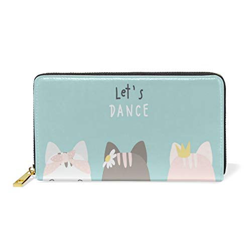 Preisvergleich Produktbild Gigijy Geldbörse mit süßem Katzenmotiv, mehrere Kreditkartenfächer, Tasche für Frauen, echtes Leder, mit Reißverschluss