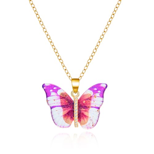 Shining Diva Fashion Latest Stylish Butterfly Crystal Pendant Necklace for Women and Girls (16413np)