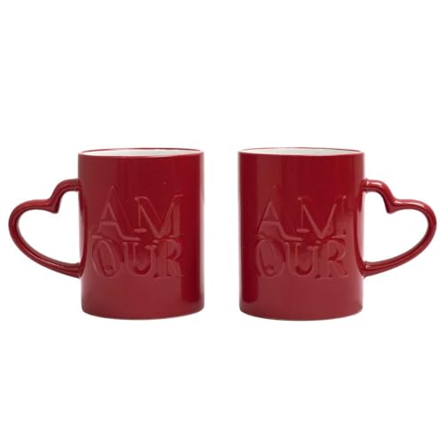 THE CONCEPT FACTORY - KA0385 Mug Amour X2 Céramique Durable - Design Romantique avec Inscription Amour - pour Couples - Facilité d'entretien - Capacité 300...