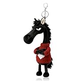 PQUELM Llavero Caballo: Jersey Rojo CorazóN Blanco, Amuleto De La Suerte 2026, Mascota Amuleto De La Suerte, Regalo Para AñO Nuevo, Colgante Decorativo Para Mochila (Negro)