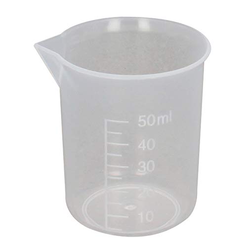 Bettomshin 1Pcs 50mL Plastic Graduated Measuring Cup Capacity Measurements Beaker Cone Shape Round Base for Labs Kitchen Clear