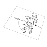 Happyyami Weltkarten Wandtattoos Aus Pvc Mit Selbstklebender Rückseite Wasserfestes Kompass Und Koordinaten Wanddekor Für Wohnzimmer Schlafzimmer Und Büro Präzise Konturen Einfache Anbringung
