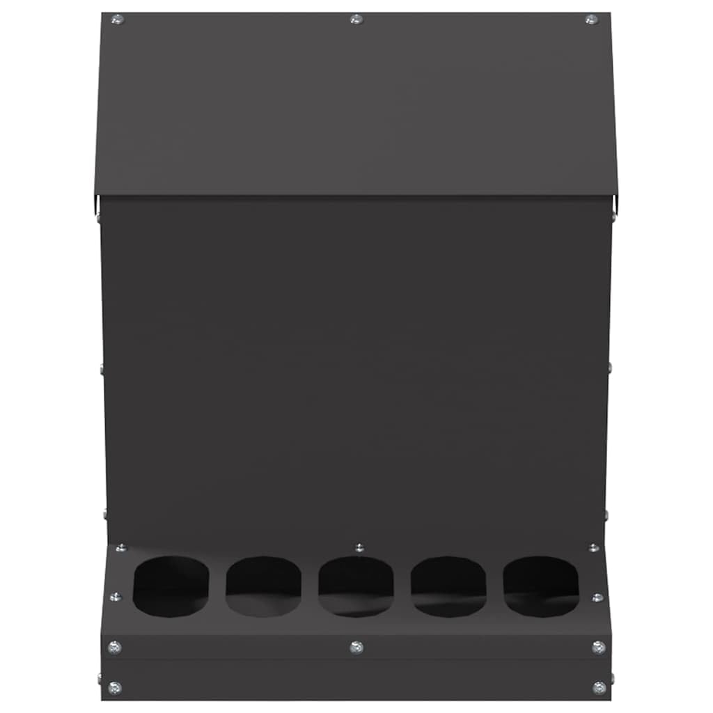 Comedero para pollos de acero laminado en frío lacado negro, 30 x 30 x 39 cm, resistente a la intemperie, para interior y exterior, con capacidad de 4 kg, práctico comedero para aves de corral