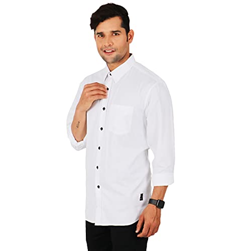 Image of SHIRT THEORY White Cotton Full Sleeves Casual Shirt for Men II White Cotton Shirt for Men II Stylish Shirt for Men II Men Casual Shirt II Exclusive Luxury Shirts for Men