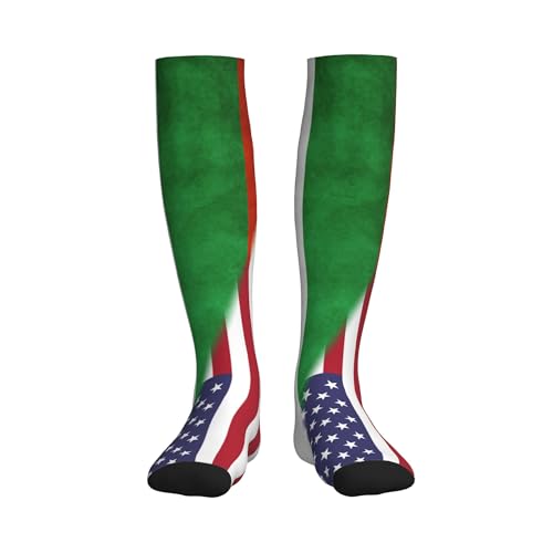 NEED LOVE American flag and Old Bulgarian flag Adult Calf Knee High Long Tube Socks Fashion Athletic Length Bucket Socks A Pair