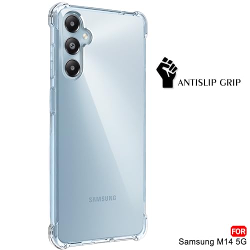 Image of TheGiftKart Transparent Crystal Clear Back Cover Case for Samsung Galaxy M14 5G | Shockproof Soft TPU Case | Cushioned Edges for Ultimate Protection Back Cover Case (TPU, Transparent)