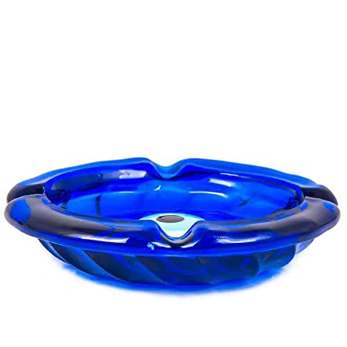 Evil Eye Nazar Glass Ashtray For Cigarette - Unique Outdoor Office Home Decor - Cool Cigar Weed Tray - Four Hole - Best Gift Idea, Blue #TOP1