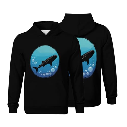 Kids Whale Shark Ocean Scuba Diving Freediving Sea Boys Girls Lightweight Kangaroo Pocket Fleece Hoodies