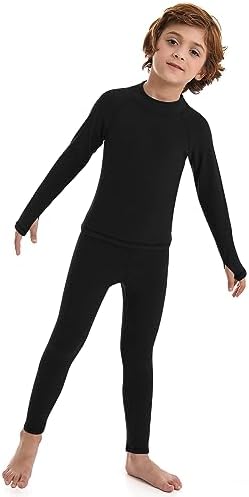 Runhit Boys Thermal Underwear Set Youth Kids Long Johns Boy Base Layer Soft Thermal Pants Fleece Lined Long Sleeve Shirt