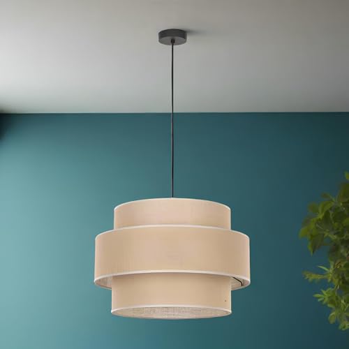 Image of AKWAY Jute Hanging Lamp | Boho Ceiling Lamp for Bedroom, Living Room | Natural Jute Pendant Light | Perfect for Living Room, Dining Room or Office Lighting - (12 inch D x 10 inch H) - Dhrish