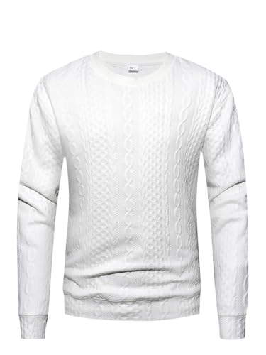 Men's Crewneck Pullover Sweater Casual Knit Textured Sweaters Long Sleeve Slim Fit Business Top2
