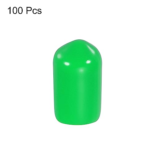 Image of MECCANIXITY 100pcs 5 /16 inch(8mm) Rubber End Caps Cover PVC Vinyl Screw Thread Protector Round Wire Shelf Caps for Screw Bolt Pipe Fence Post, Green